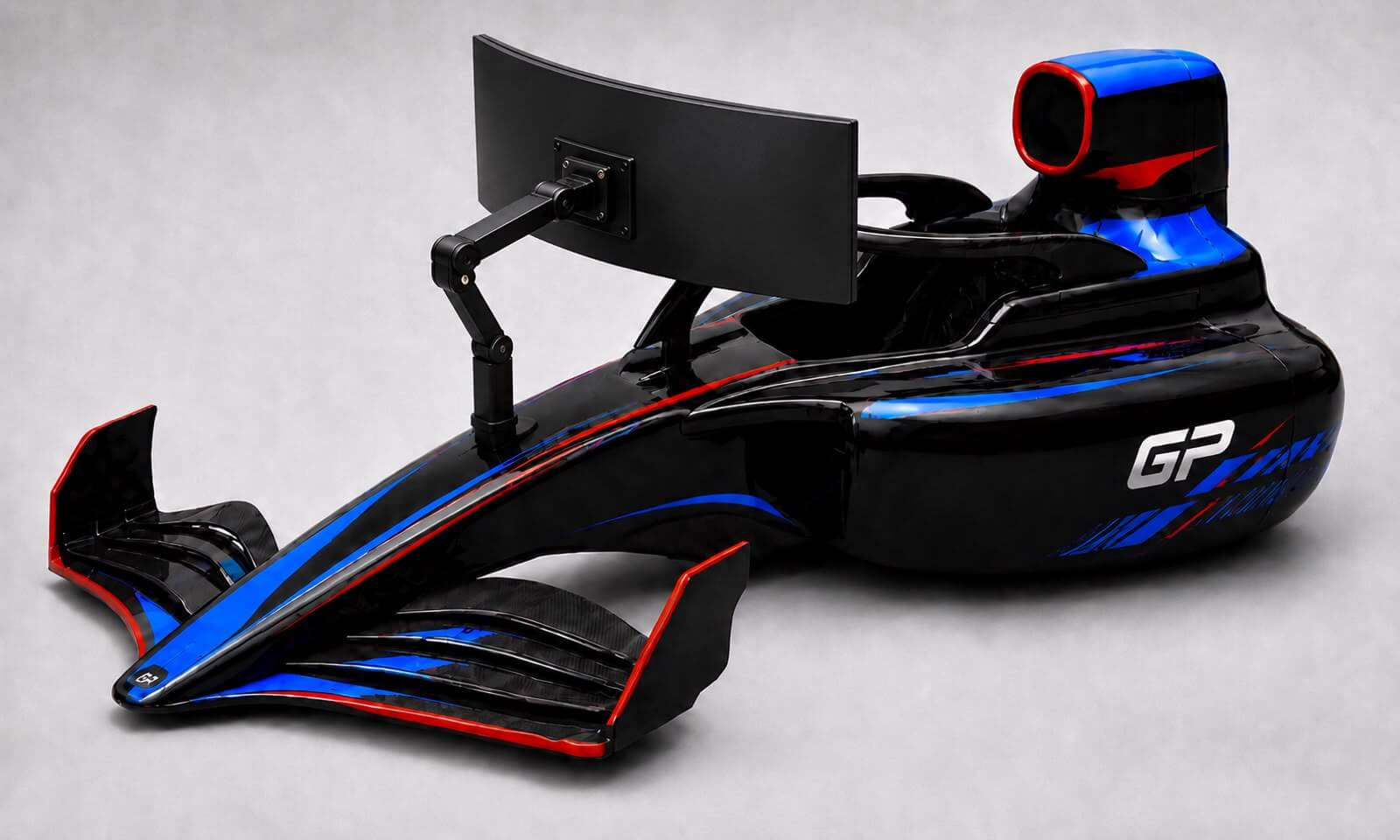 Render limpio del simulador profesional GP con pantalla curva.